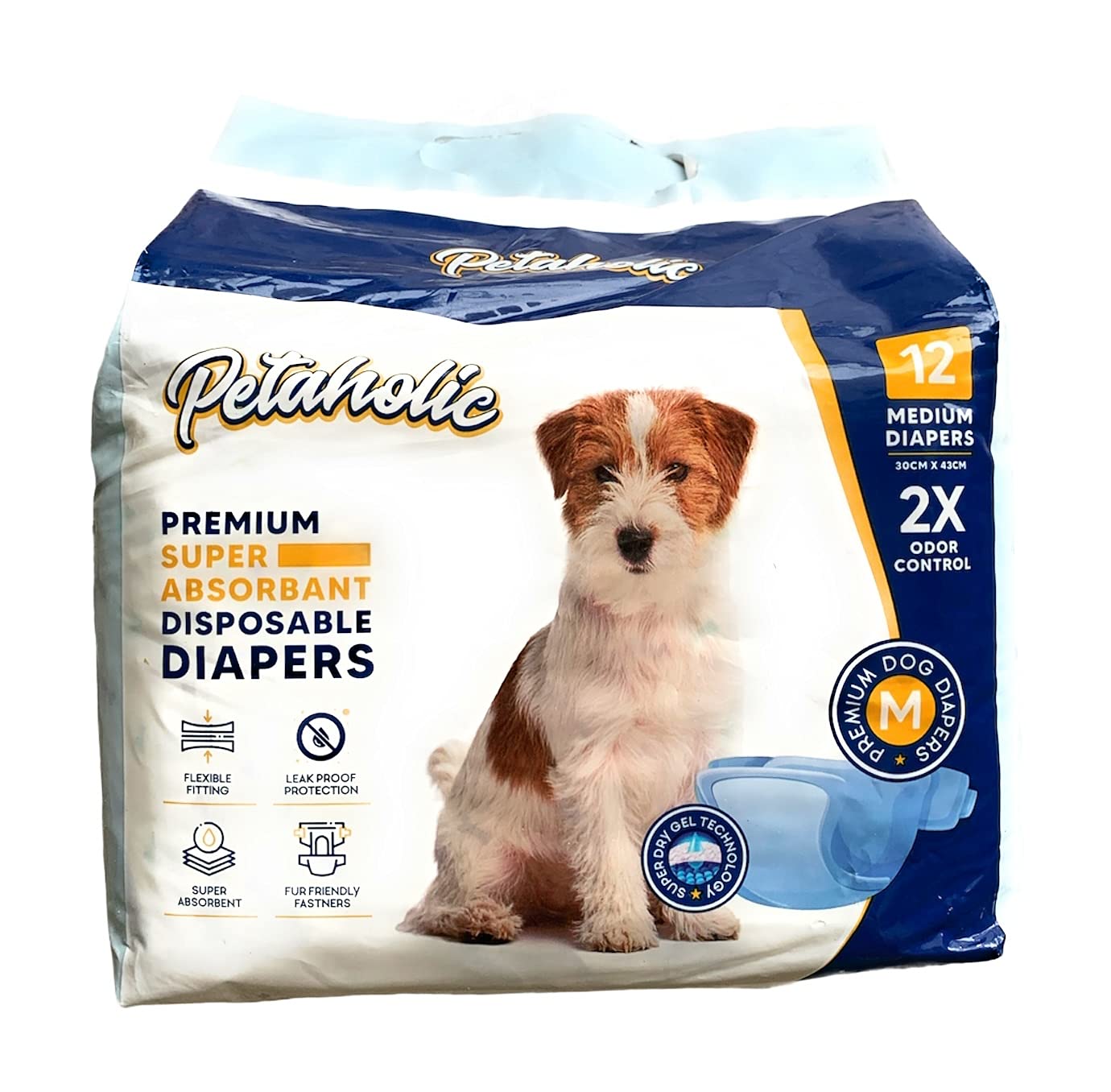 Petaholic Disposable Pet Diapers for Dog Wraps Super Absorbent Soft Diapers for Dogs (Medium)