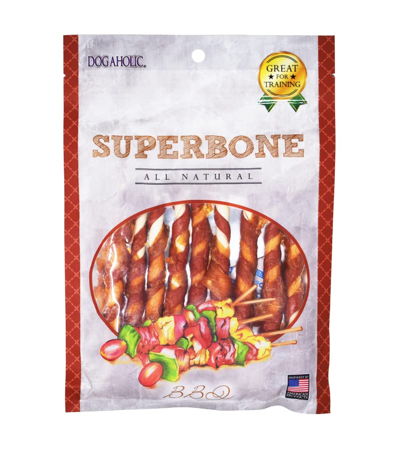 SUPERBONE Chicken Stick Dog Treat with BBQ Flavour .