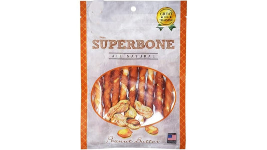 SuperBone All Natural Flavour Sticks | Anti-Oxidant | Vitamin E | Healthy & Training Treats for Dogs Peanut Butter Flavour - Pack of 1
