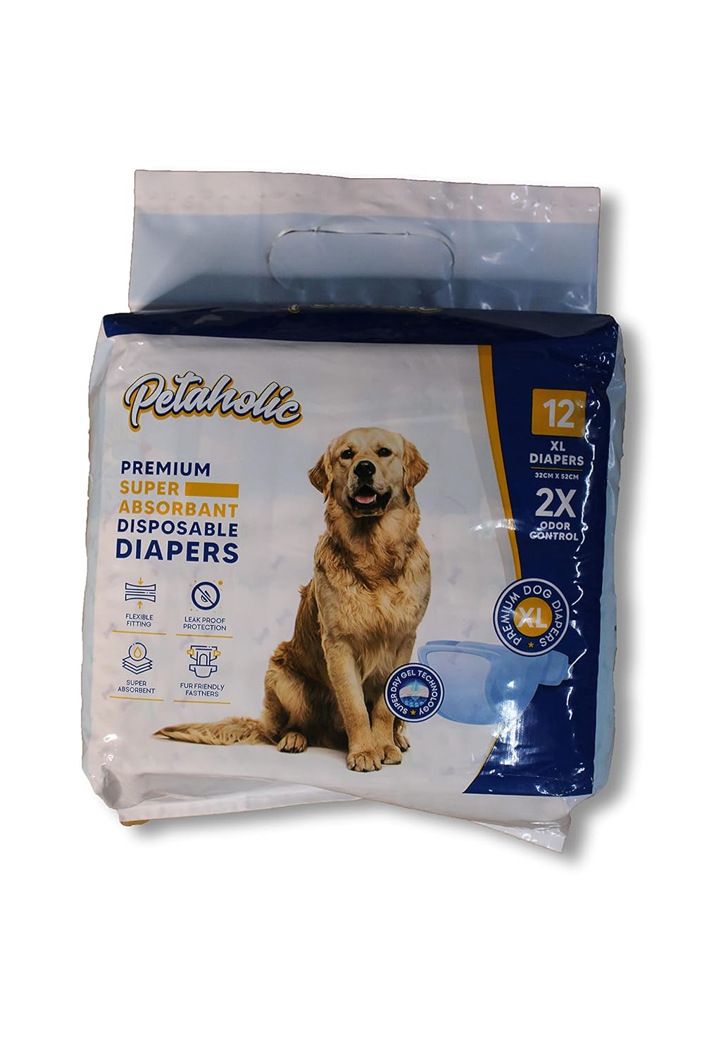 Petaholic Disposable Pet Diapers for Dog Wraps Super Absorbent Soft Diapers for Dogs (XL)