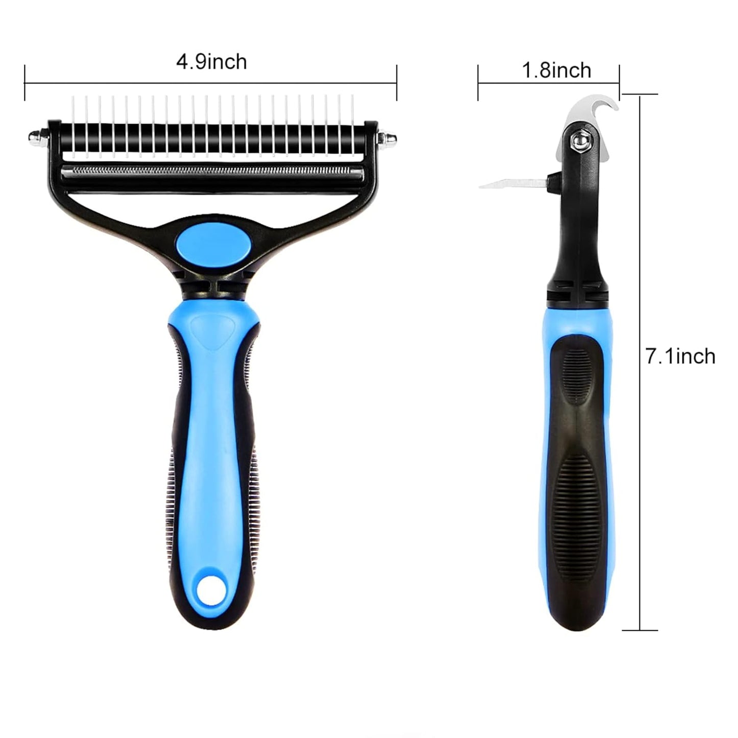Foodie Puppies Dog Brush Comb Deshedding Tool & Dematting Undercoat Rake for Mats & Tangles Removing, Pet Brush, Great for Short to Long Hair Small Large Breeds (2in1 Dematting Tool)